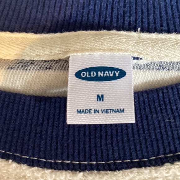 Old Navy Cream & Navy Striped Shirt - Picture 3 of 6